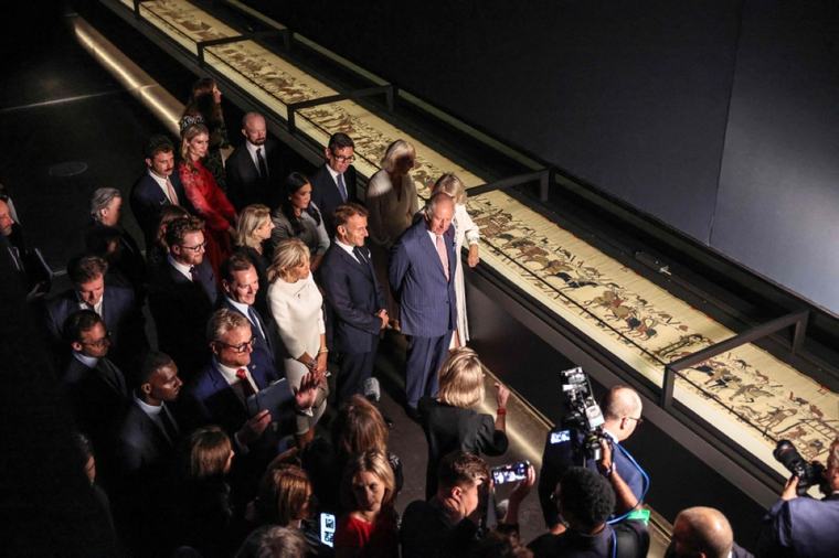 Macron, King Charles hail UK-France ties after viewing Bayeux Tapestry